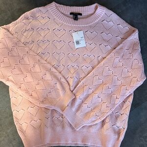 Heart pointelle sweater